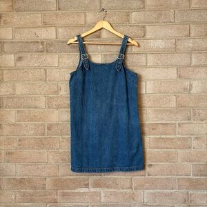 vintage 90s denim buckle strap mini dress